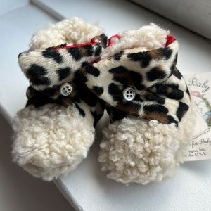 Holly Designs Vintage Christmas Leopard Print Baby Booties - SO PRECIOUS! NWT
